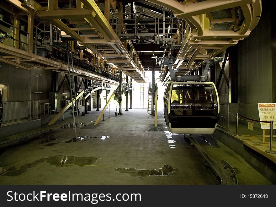 Modern funicular in mountain