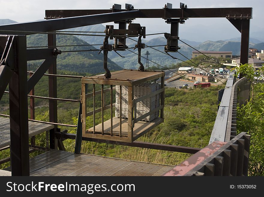 Cabin on a cable railway in hakone mountain. Cabin on a cable railway in hakone mountain