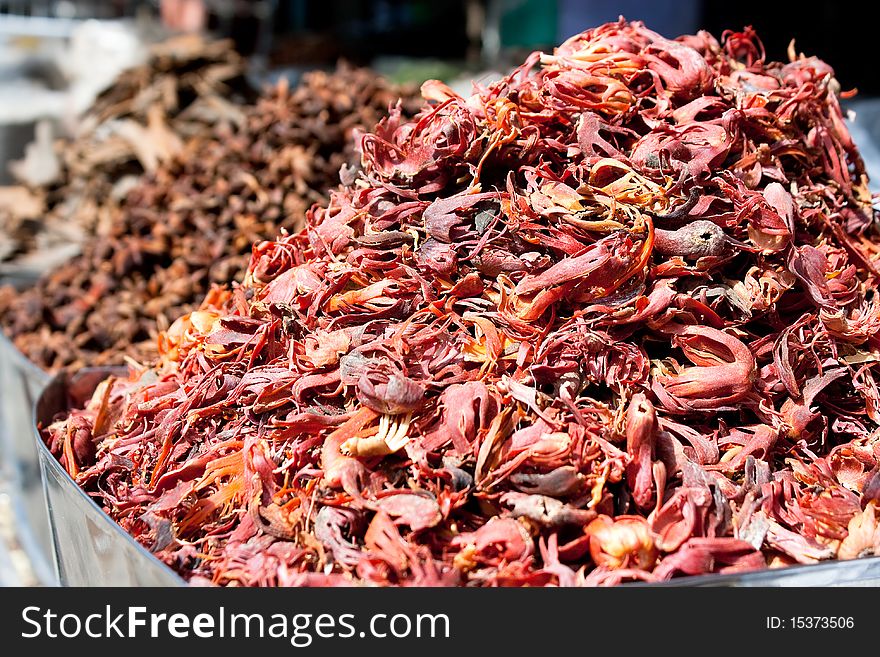 Organic spice for sale at a market for farm products ,Kerala, India