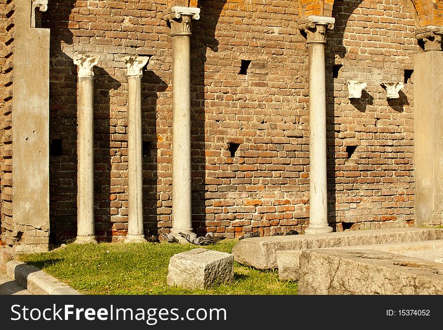 Ruins of Colomns, Castle sforzesco. Milano. Ruins of Colomns, Castle sforzesco. Milano