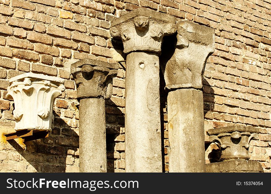 Ruins of Colomns, Castle sforzesco. Milano. Ruins of Colomns, Castle sforzesco. Milano