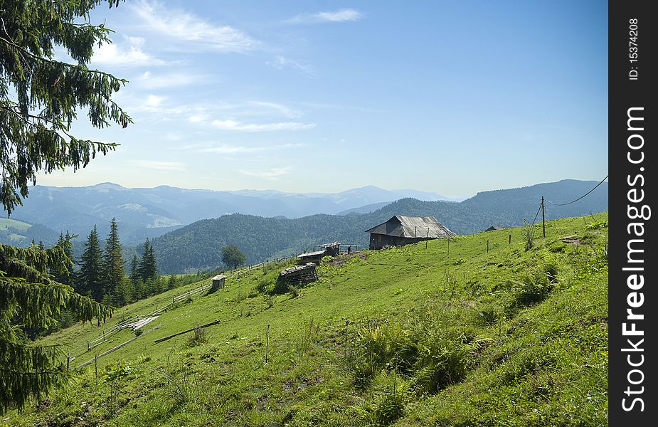 A mountain landscape scene in the ukrainian carpathian mountains