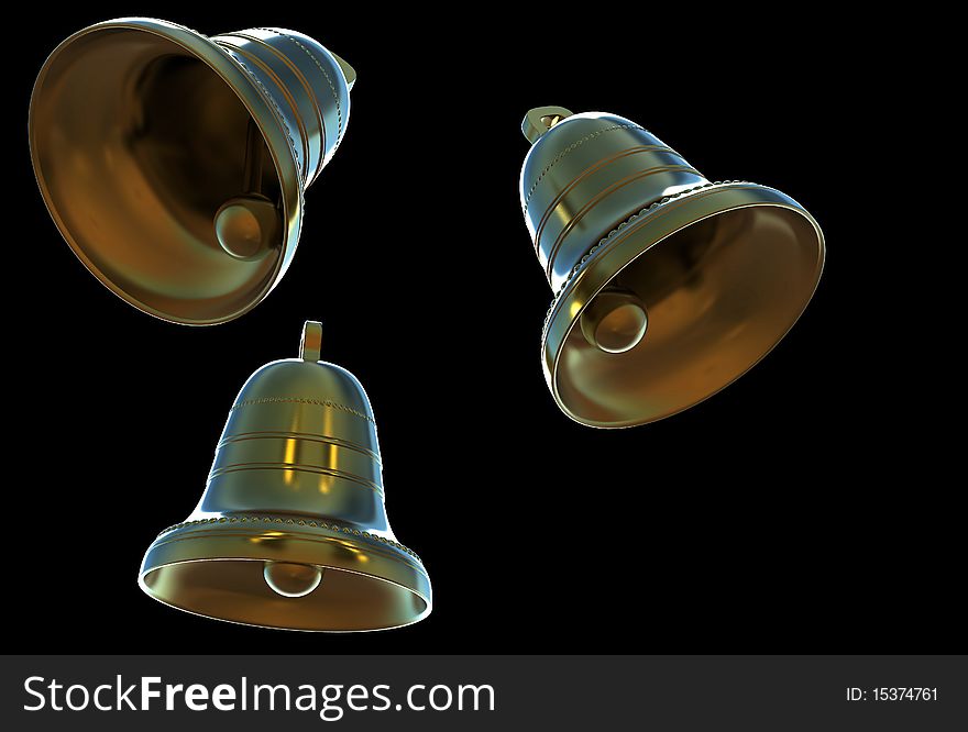 Easter bells isolated on black background