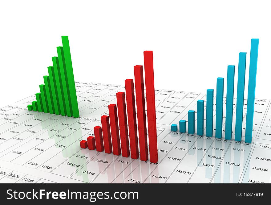 Digital illustration of business graph in white background