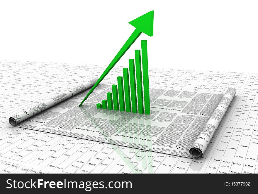 Digital illustration of business graph in white background