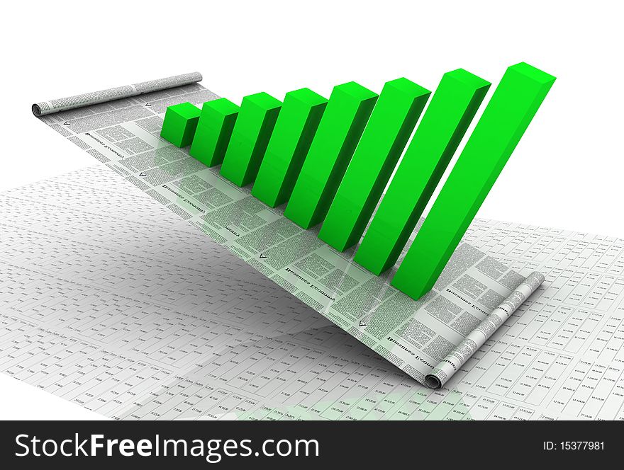 Digital illustration of business graph in white background