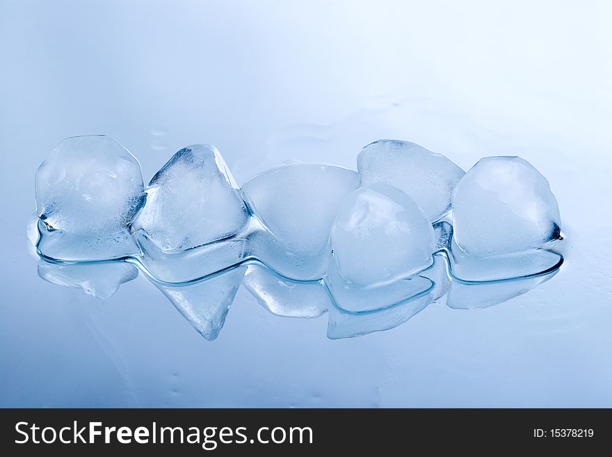 Ice on a blue background