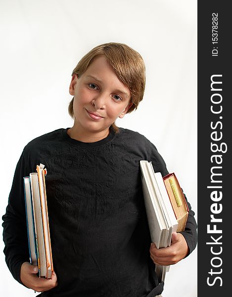 Handsome Boy With Books .