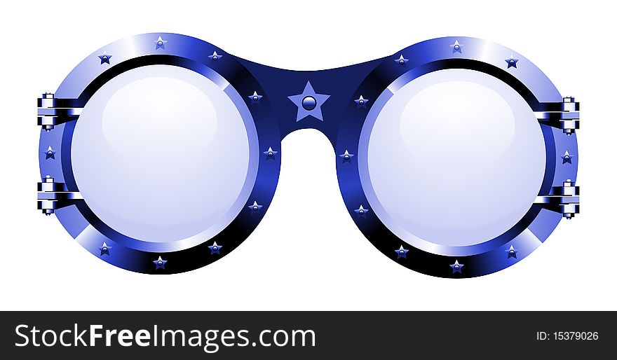 Sunglasses in disco style on white