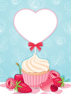 Cupcake With Blank Heart Tag. Stock Images