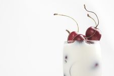 Cherries In Milk Stock Images