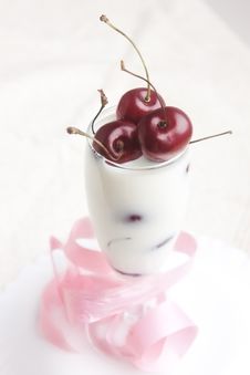 Cherries In Milk Stock Images