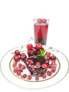 Cherry Dessert Juice Marmalade Jelly And Raspberry Royalty Free Stock Photos