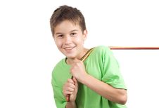 Boy Pulling A Rope Royalty Free Stock Photo
