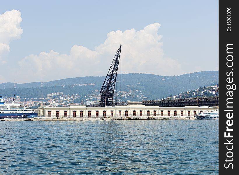 Crane in the Trieste port. Crane in the Trieste port