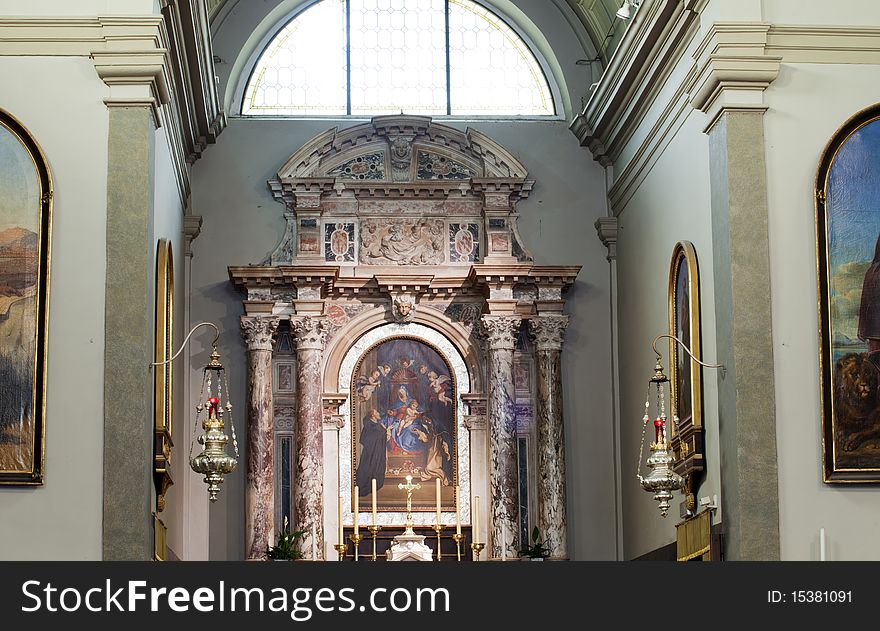 Altar of a church in Trieste , Italy