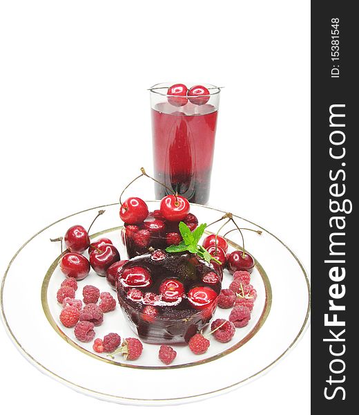 Cherry dessert juice marmalade jelly and raspberry