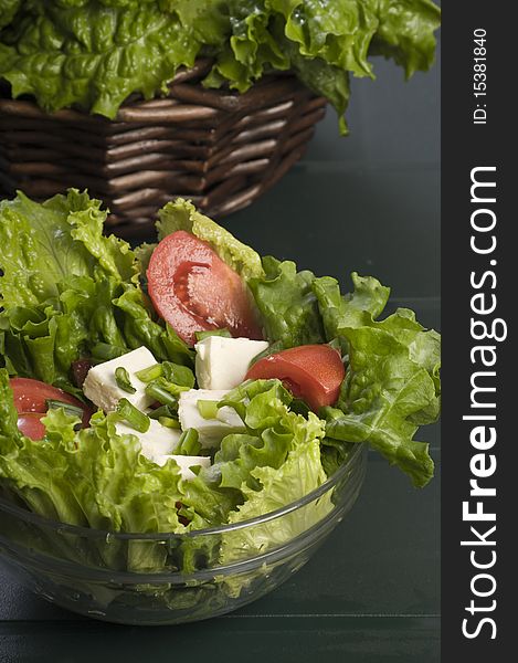 Fresh salad with chees and tomatoes