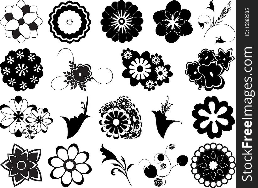 File contains 19 elements (flowers) for drawing composition