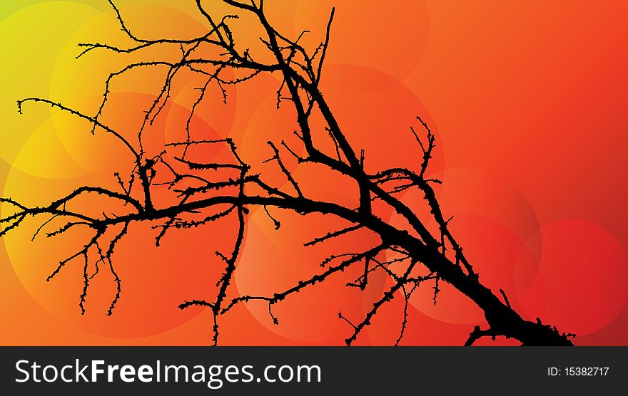 Illustration of the detailed tree with abstract circles on a back background
