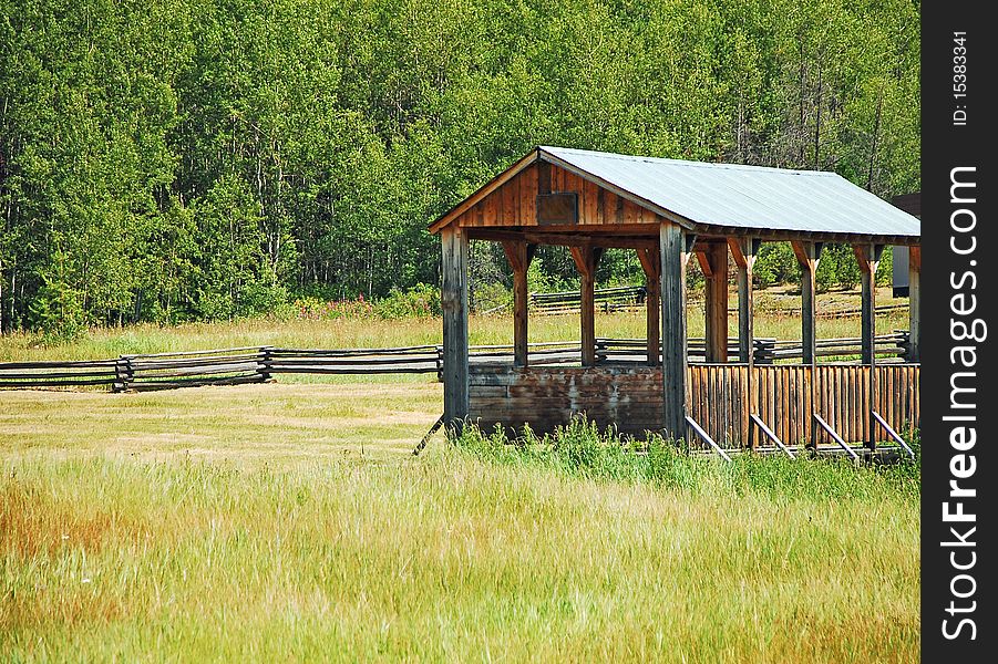 Old Covered Bridge In Green Meadow