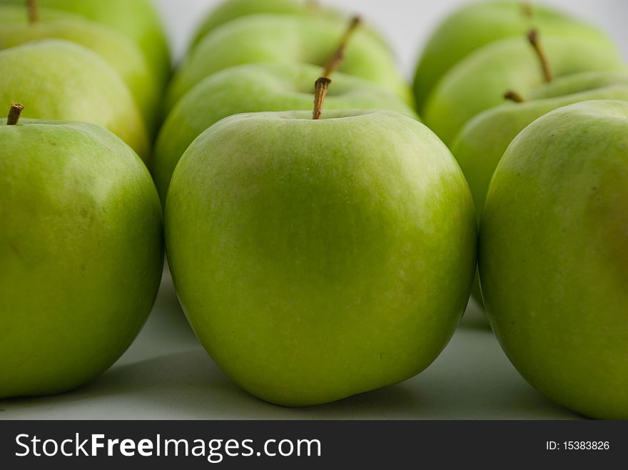 Various green apples partial focus