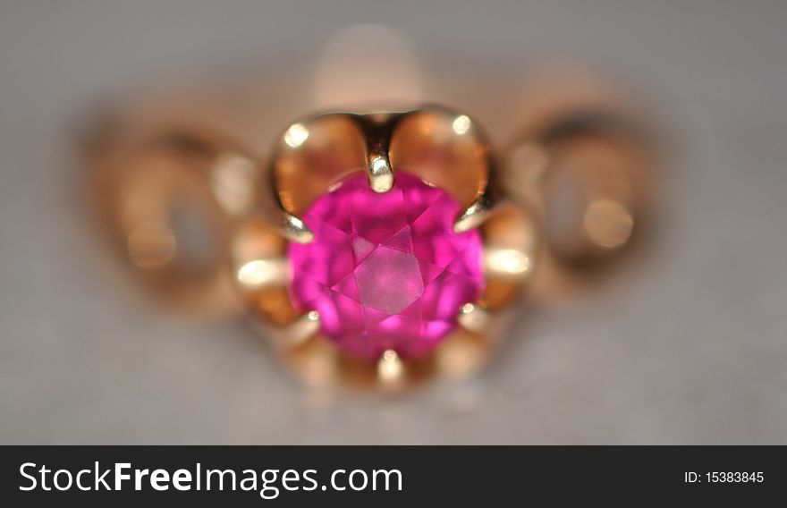 Purple Diamond In Gold Ring