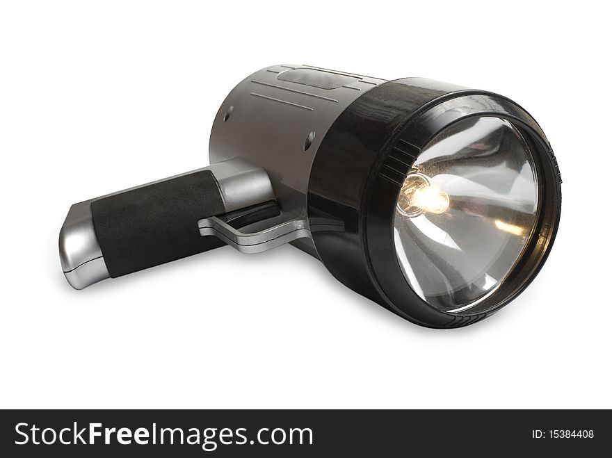 High power flash light. Isolated on white background. High power flash light. Isolated on white background