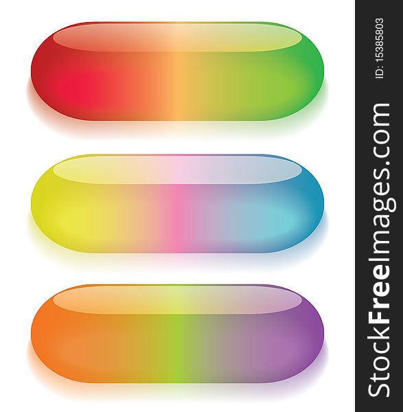 Illustration of three oval, color tablets