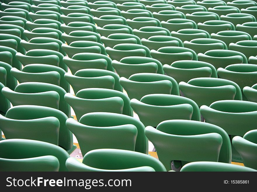 Rows of empty stadium seats.
Legia Warsaw New Stadium, Poland.