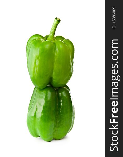 Green bell peppers isolated on white background