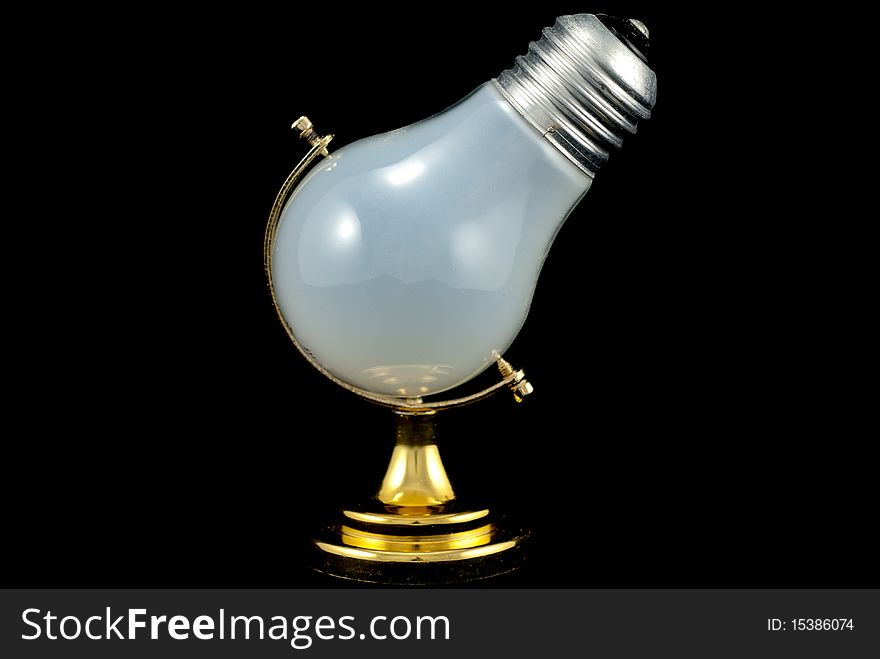 Studio shot of the light bulb on the globe holder. Studio shot of the light bulb on the globe holder...