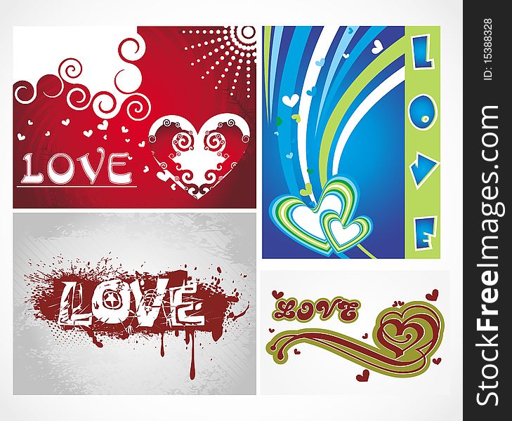 Colorful heart background set for your designs. Colorful heart background set for your designs.