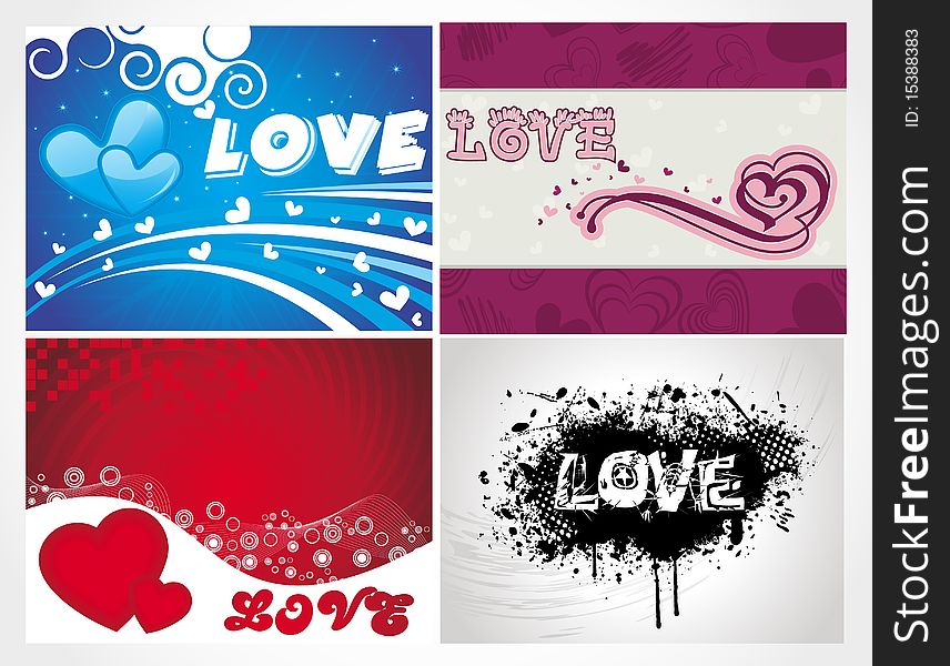 Colorful heart background set for your designs. Colorful heart background set for your designs.