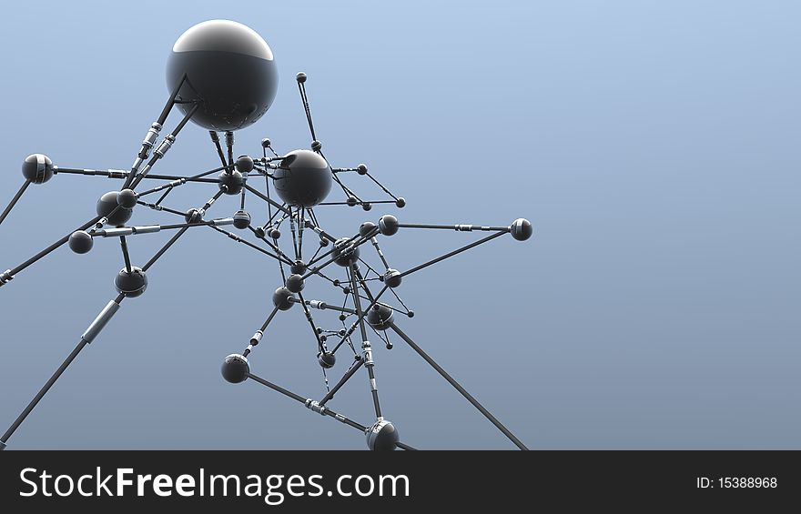 Nodes and spheres representing connections. Nodes and spheres representing connections.