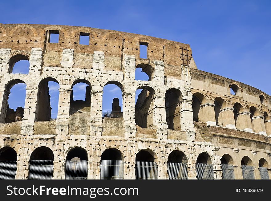 Closeup of the Coliseum, Rome Italy