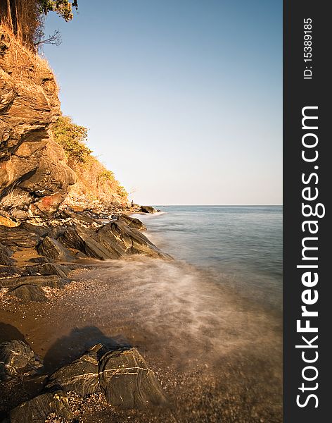 Smooth Waves on a Beach Shoreline