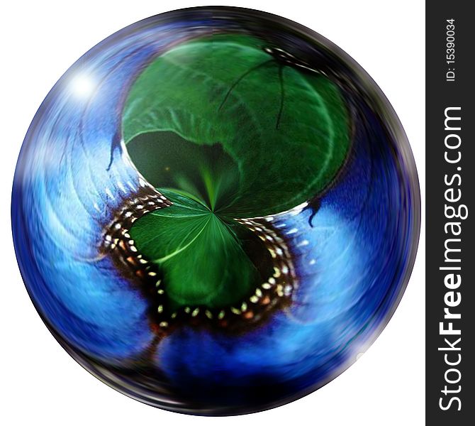 Blue and green sphere glass marble