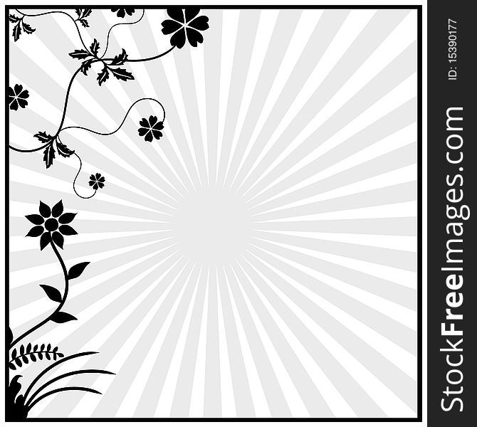 Striped background with floral elements. Striped background with floral elements