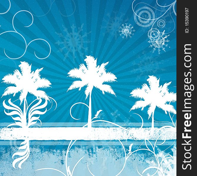 Background in blue and red with snowflakes. Background in blue and red with snowflakes