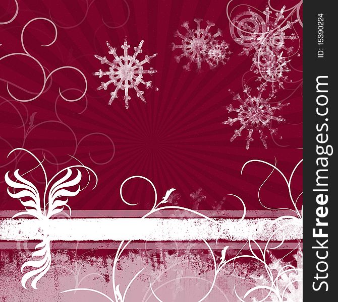 Background in blue and red with snowflakes. Background in blue and red with snowflakes