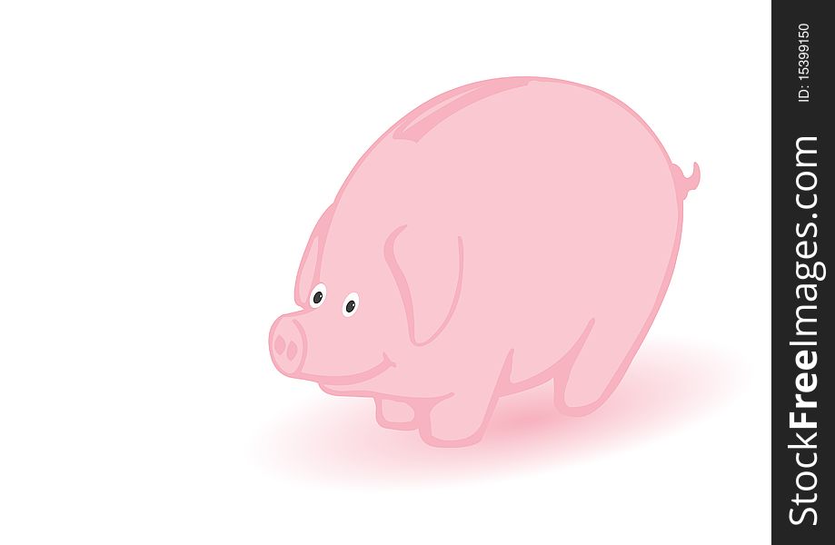 Vector illustration a coin box a pink pig on a white background