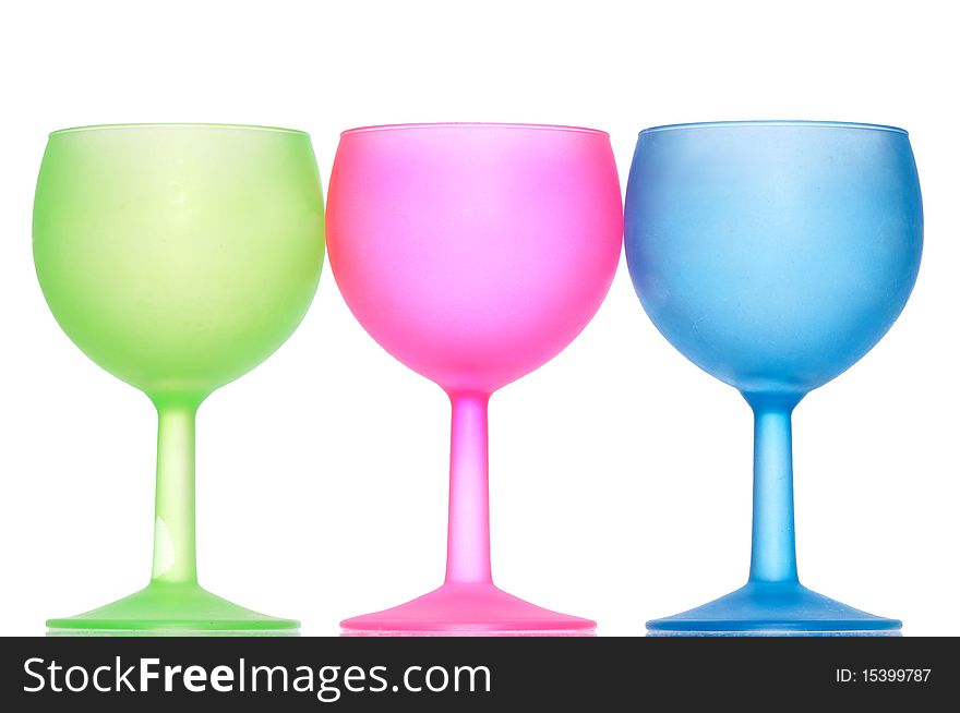 Three colored wine glasses for cocktails for party