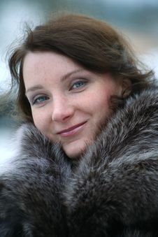 Beautiful Girl In A Fur Coat Stock Photo Beautiful Girl In A Fur Coat Stock Photo