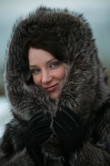 Beautiful Girl In A Fur Coat Stock Photo Beautiful Girl In A Fur Coat Stock Photo