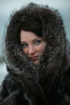 Beautiful Girl In A Fur Coat Stock Photos Beautiful Girl In A Fur Coat Stock Photos