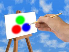 Red, Green, Blue (RGB Model), Hand With Brush Stock Photography Red, Green, Blue (RGB Model), Hand With Brush Stock Photography