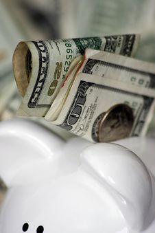 Piggy Bank With Money Stock Photos