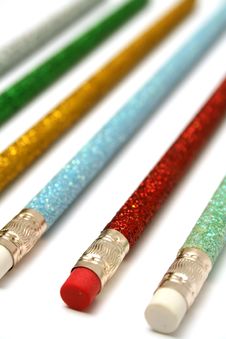Set Of Celebratory Color Pencils With A Sparkling Covering Stock Photo Set Of Celebratory Color Pencils With A Sparkling Covering Stock Photo
