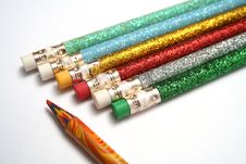 Set Of Celebratory Pencils About A Multi-colour Pencil Stock Photos Set Of Celebratory Pencils About A Multi-colour Pencil Stock Photos